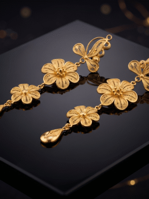 earring e 1 Flower shaped long earrings