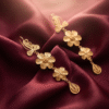 Flower shaped long earrings