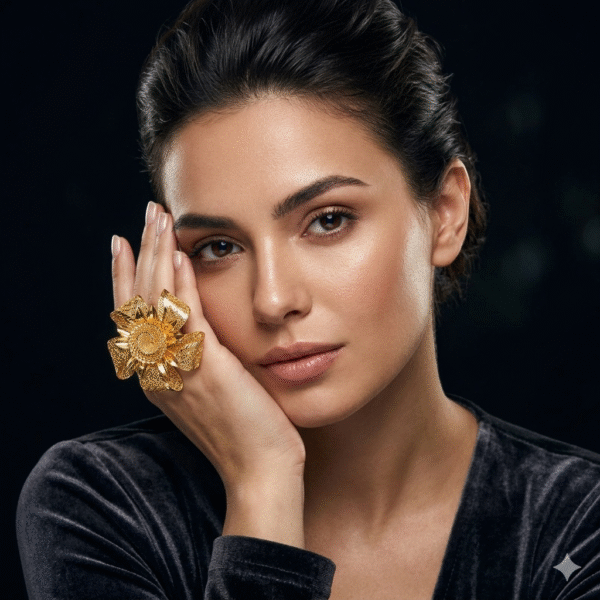 flower ring ai Umbrella gold flower ring